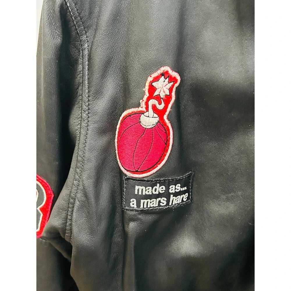 Vintage Jordan Warner Bros Marvin the Martian Leather Jacket 4XL Spike Lee Mars